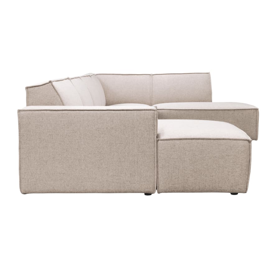 Canap&eacute; panoramique en tissu beige - Angle gauche